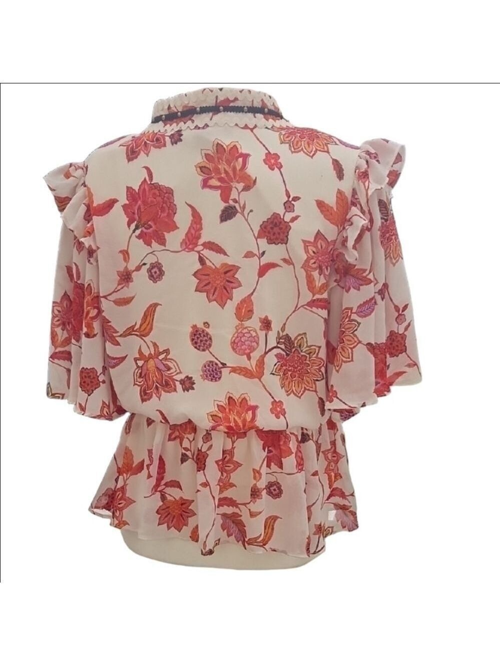 Marc New York Red Pink Peplum Blouse Large - Picture 4 of 9